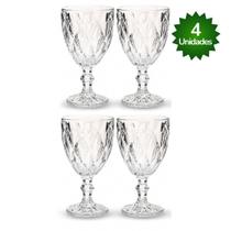 Jogo 6 Taça Diamante Copo Vidro Transparente Bico De Jaca 330ml