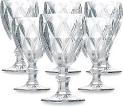 Jogo 6 Taça Diamante Copo Vidro Transparente Bico De Jaca 340ml - Glass Nix Jogo 6 Taça Diamante Copo Vidro Transparente Bico De Jaca 340ml - Glass Nix
