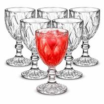 Jogo 6 Taça Diamond 340ml Transparente Água Suco Vinho Vidro-Transparente(Transparente) Jogo 6 Taça Diamond 340ml Transparente Água Suco Vinho Vidro-Transparente(Transparente)