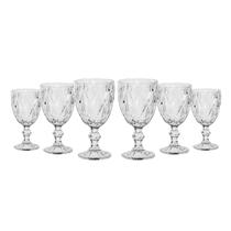 Jogo 6 Taça Diamond Transparente Vidro Suco Vinho Água 240ml