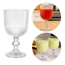 Jogo 6 Taca Vidro Canelado 350ml Sleek Para Suco Água Resistente