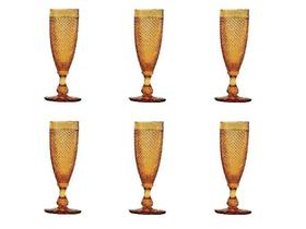 Jogo 6 Taças 185ml De Vidro Sodo-Cálcico Para Champagne Bico De Jaca Âmbar Bon Gourmet - R25892 Jogo 6 Taças 185ml De Vidro Sodo-Cálcico Para Champagne Bico De Jaca Âmbar Bon Gourmet - R25892