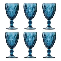 Jogo 6 taças 260ml para água de vidro azul Diamond Lyor - L6502