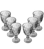 Jogo 6 Tacas 300ml Para Água Diamante Cinza Metalizado
