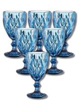 Jogo 6 Taças 340ml Diamante Vidro Bico De Jaca Diamond Água Vinho Buffet