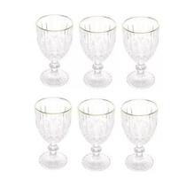 Jogo 6 Taças 345ml De Vidro Com Fio Ouro Para Água Greek