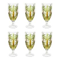 Jogo 6 taças 450ml para água ou suco de cristal Palm Tree Sprayed Wolff - 21127