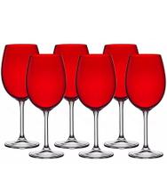 Jogo 6 Taças 580ml Bordeaux Vermelho Cristal Ecológico Bohemia