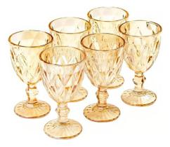 Jogo 6 Taças Água Vinho Diamante 340ML Luxo Vintage Clássico Bico De Jaca para Jantar Restaurante Buffet Festa Decoração Mesa Posta - Em Casa Tem