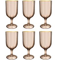 Jogo 6 Taças Borda Dourada 330ml Caramelo Refinatto Lhermitage
