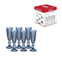 Jogo 6 Taças Champagne 140Ml Azul Hauskraft