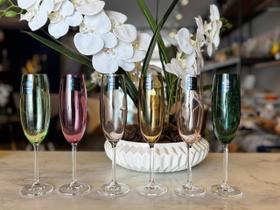 Jogo 6 taças champanhe cristal ecologico 220ml colorido A Jogo 6 taças champanhe cristal ecologico 220ml colorido A