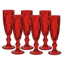 Jogo 6 Taças Champanhe Diamond Rubi Vermelho 170ml Ke Home