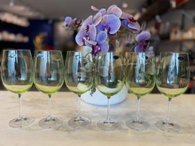 Jogo 6 taças cristal 640ml bojo verde bohemia