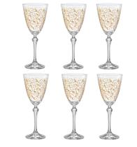 Jogo 6 Taças Cristal Água Elizabeth Bohemia Lapidada Dourada Jogo 6 Taças Cristal Água Elizabeth Bohemia Lapidada Dourada