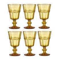Jogo 6 taças dayhome 180ml com relevo retrô em vidro ambar stu206