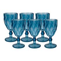 Jogo 6 Taças de Acrílico Azul Diamond Diamante Festa Piscina Plástico 330ml Lyor