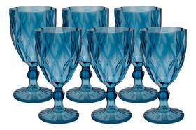 Jogo 6 Taças De Acrílico Azul Diamond Plástico 330ml Lyor
