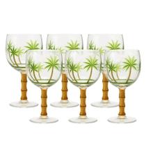 Jogo 6 Taças de Acrílico Palm Tree Coqueiro Tropical com Bambo Wolff 500ml Jogo 6 Taças de Acrílico Palm Tree Coqueiro Tropical com Bambo Wolff 500ml