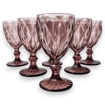 Jogo 6 Taças de Água Diamante Rosa Queimado 240ml Mesa Posta Jogo 6 Taças de Água Diamante Rosa Queimado 240ml Mesa Posta