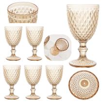 Jogo 6 Taças de Água e Sucos 300ml em Vidro Ambar Bico de Abacaxi Dourado Golden Mesa Posta Jogo 6 Taças de Água e Sucos 300ml em Vidro Ambar Bico de Abacaxi Dourado Golden Mesa Posta
