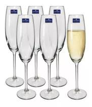 Jogo 6 Taças De Champagne Bohemia Cristal Titanium 220ml