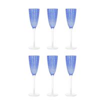 Jogo 6 Taças de Champanhe Espumante de Vidro Orquídea Azul 200ml Wolff Jogo 6 Taças de Champanhe Espumante de Vidro Orquídea Azul 200ml Wolff