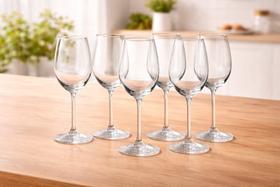 Jogo 6 Taças de Cristal 440ml Taças Elegantes para Vinho Água Mesa Posta Design Sofisticado Brilho Premium Resistente