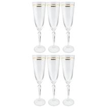 Jogo 6 Taças De Cristal Champanhe 200ml Borda Dourada Gold Elizabeth Luxo Bohemia Jogo 6 Taças De Cristal Champanhe 200ml Borda Dourada Gold Elizabeth Luxo Bohemia