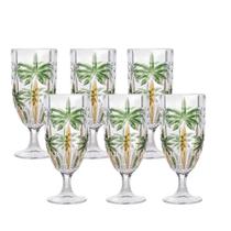Jogo 6 Taças de Cristal Palm Tree Coqueiro para Água Suco Wolff 450ml Jogo 6 Taças de Cristal Palm Tree Coqueiro para Água Suco Wolff 450ml