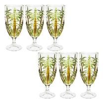 Jogo 6 Taças De Cristal Wolff Palm Tree Sprayed 450ml Transparente/Verde Jogo 6 Taças De Cristal Wolff Palm Tree Sprayed 450ml Transparente/Verde
