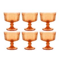Jogo 6 taças de sobremesa dayhome 185ml com relevo retrô em vidro ambar stu208
