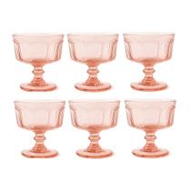Jogo 6 taças de sobremesa dayhome 185ml com relevo retrô em vidro rose stu217