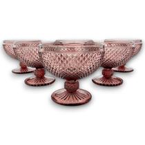 Jogo 6 Taças de Sobremesa Vidro Roxa Marsala Bico Jaca 312ml Jogo 6 Taças de Sobremesa Vidro Roxa Marsala Bico Jaca 312ml