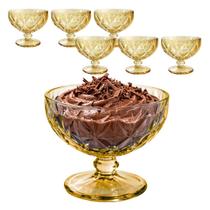 Jogo 6 Taças De Vidro Ambar Sobremesa Diamante Sorvete Açai Luxo 400ml Jogo 6 Taças De Vidro Ambar Sobremesa Diamante Sorvete Açai Luxo 400ml