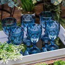Jogo 6 Taças de Vidro Azul 330ml Água e Suco Milbani Jogo 6 Taças de Vidro Azul 330ml Água e Suco Milbani