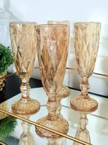 Jogo 6 Taças De Vidro Champagne Espumante Diamond Âmbar - Glass Ware