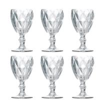Jogo 6 Taças de Vidro Cor Transparente Diamante Clear p/ Água Vinho Class Home 240ml