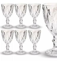 Jogo 6 Taças de Vidro Diamante Transparente 330ml Jogo 6 Taças de Vidro Diamante Transparente 330ml