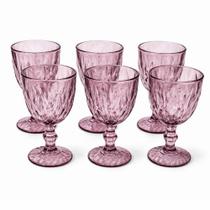 Jogo 6 Taças de Vidro Diamond 315ML Design Lapidado para Água Sucos Refrigerantes Rosa La Vittra Jogo 6 Taças de Vidro Diamond 315ML Design Lapidado para Água Sucos Refrigerantes Rosa La Vittra