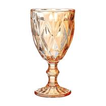 Jogo 6 Taças de Vidro Diamond Ambar Metalizadas 300ml
