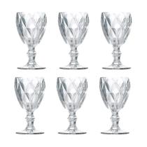 Jogo 6 Taças de Vidro Diamond Cor Transparente para Água Vinho Lyor 325ml