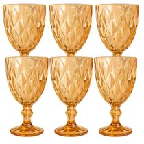 Jogo 6 Taças De Vidro Diamond Para Água Vinho Drinks 260ml Diamante Bico Jaca Abacaxi