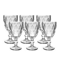Jogo 6 Taças de Vidro Diamond para Vinho Suco Água 330ml ou 260ml