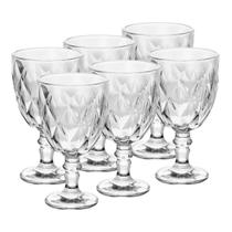Jogo 6 Taças De Vidro Diamond Vinho Suco Agua 300Ml - Kehome