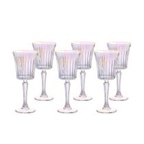 Jogo 6 tacas de vidro egeu rainbow com borda dourada 260ml