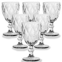 Jogo 6 Taças de Vidro Luxo Diamond Transparente 320ml Vinho Água Drinks Grosso Resistente Diamante Jogo 6 Taças de Vidro Luxo Diamond Transparente 320ml Vinho Água Drinks Grosso Resistente Diamante