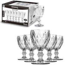 Jogo 6 Taças De Vidro Original Glass Diamante 260ml