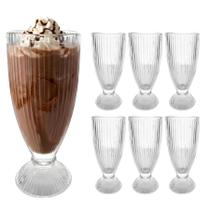 Jogo 6 Taças De Vidro Sorvete Milk Shake Sobremesas 310ml