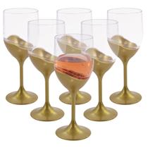 Jogo 6 Taças De Vinho Champanhe Espumante 400ml Sem BPA Kit Em Acrílico Translúcido Para Servir Bebidas Drinks Água Suco